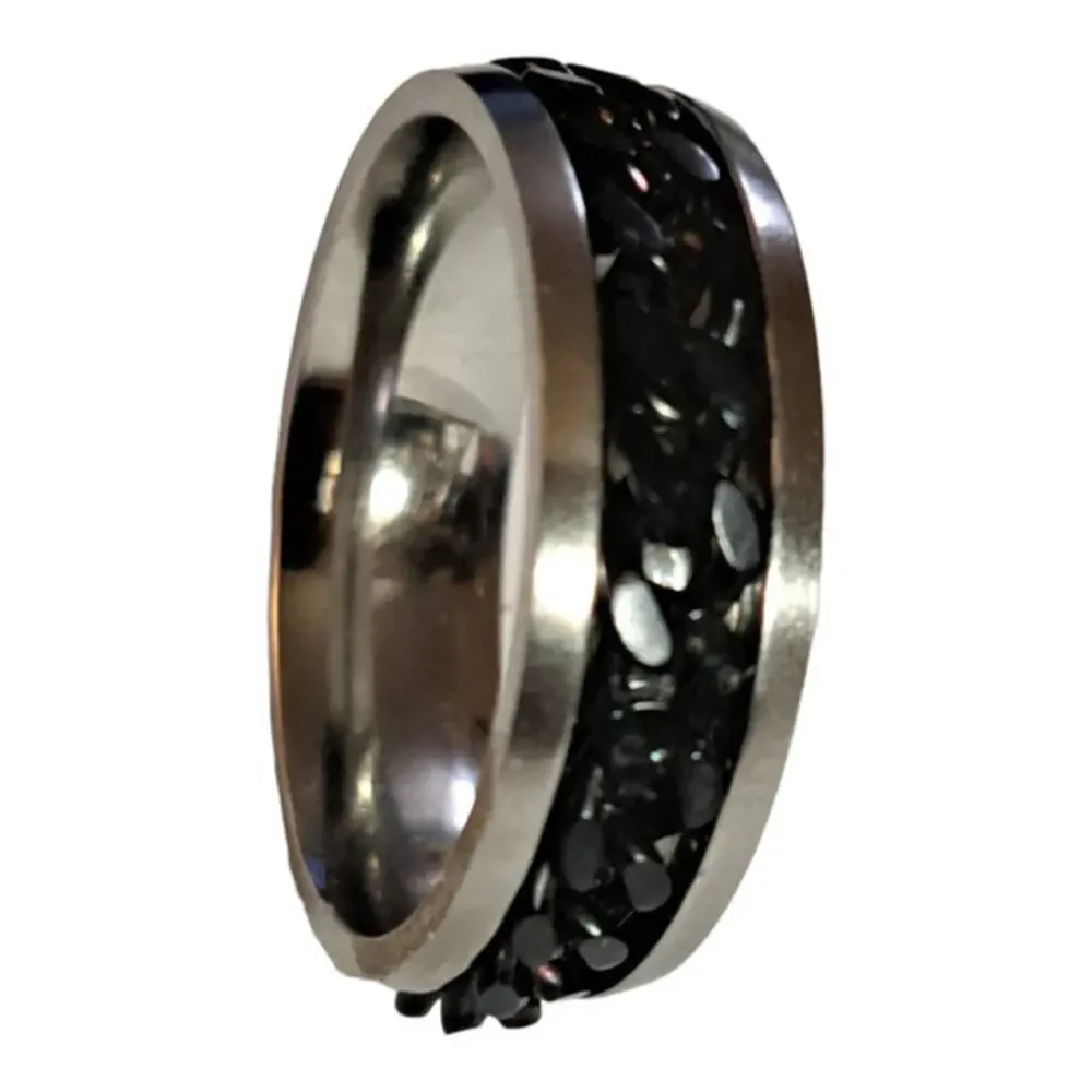 New 316L stainless steel black chain spinning ring‎ size 13